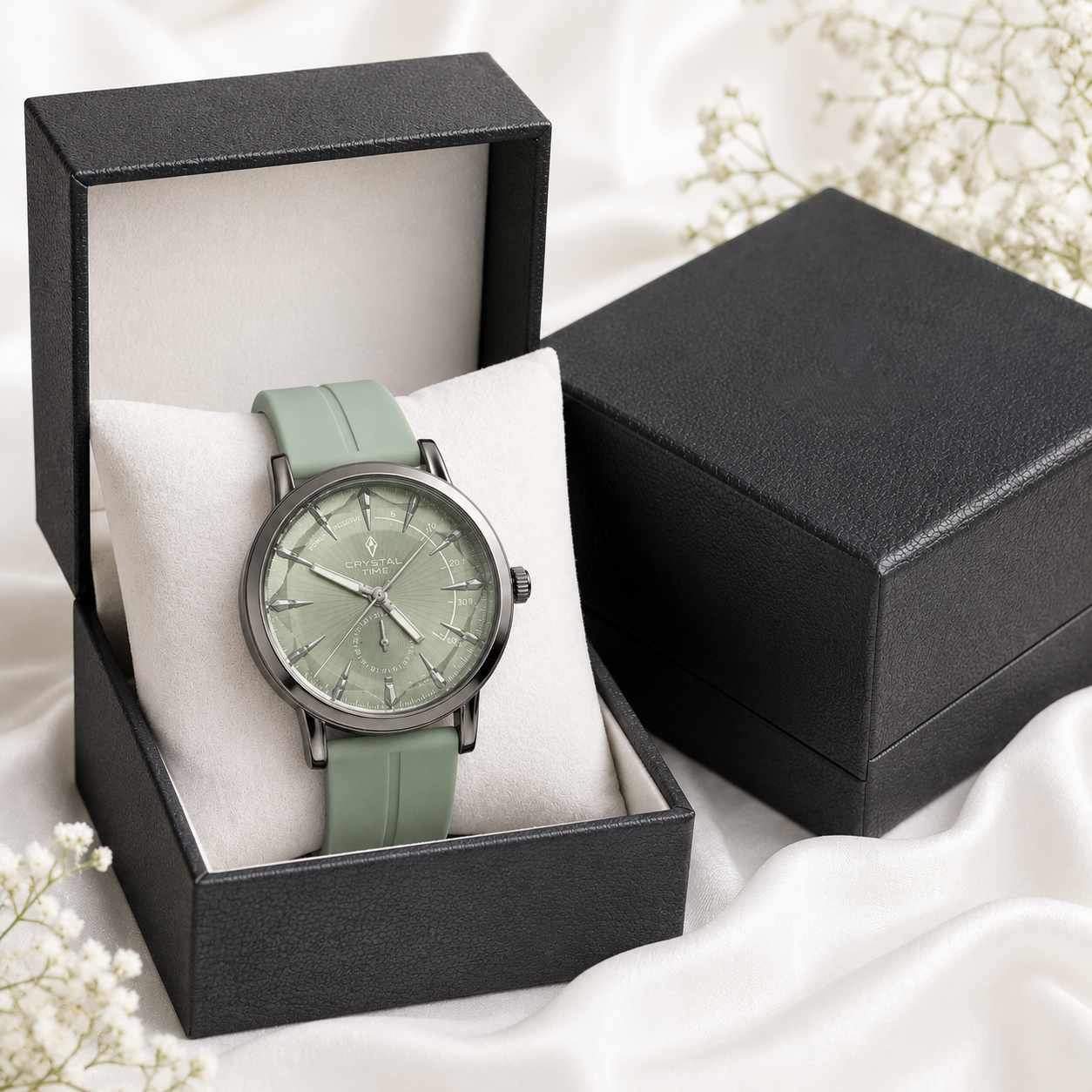 Diamond Cut Silicone Strap Analog Watch
