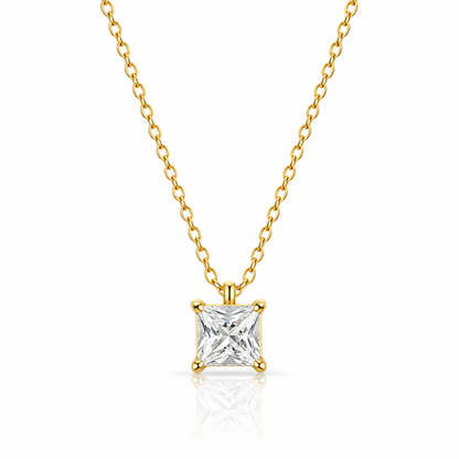 Square Cubic Zirconia Solitaire Necklace