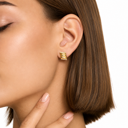 Retro Zircon Inlaid Geometric Earrings