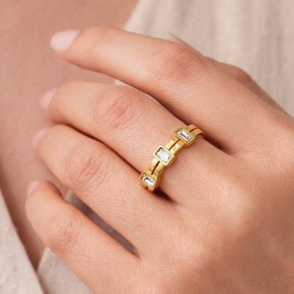 Golden Trio Stone Ring