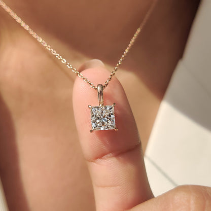 Square Cubic Zirconia Solitaire Necklace