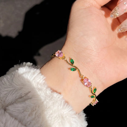 Elegant Silver Plated Tulip Bracelet for Girls/Women