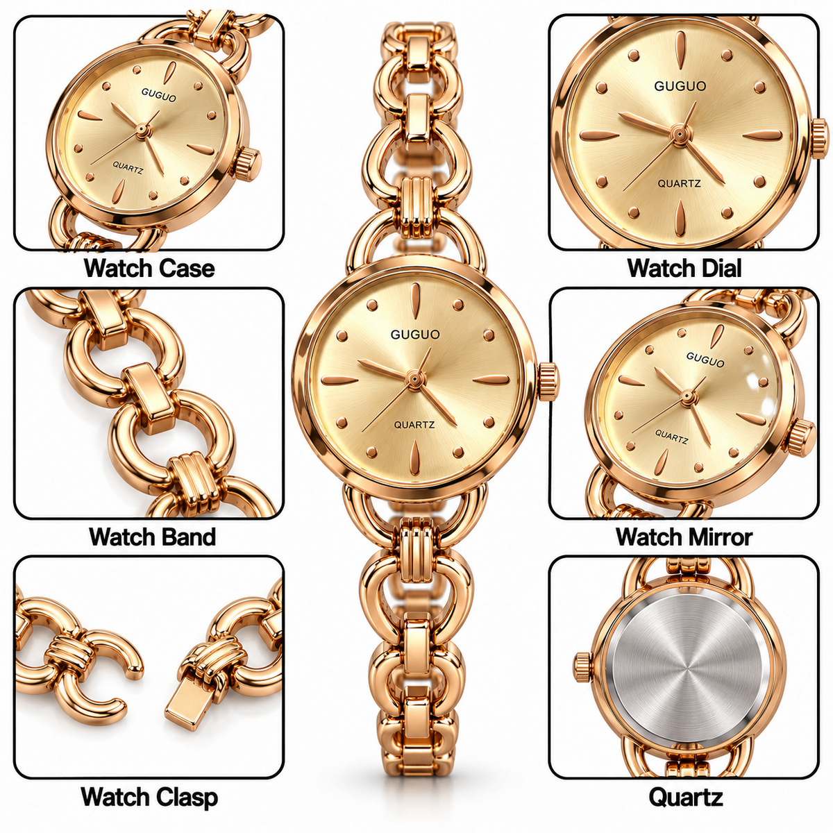 Gold Open-Link Chain Watch