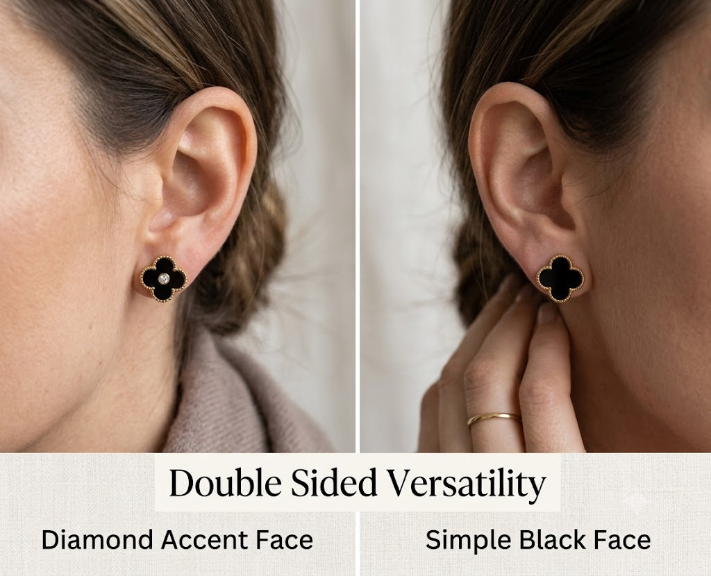 Double-Sided Clover Stud Earrings