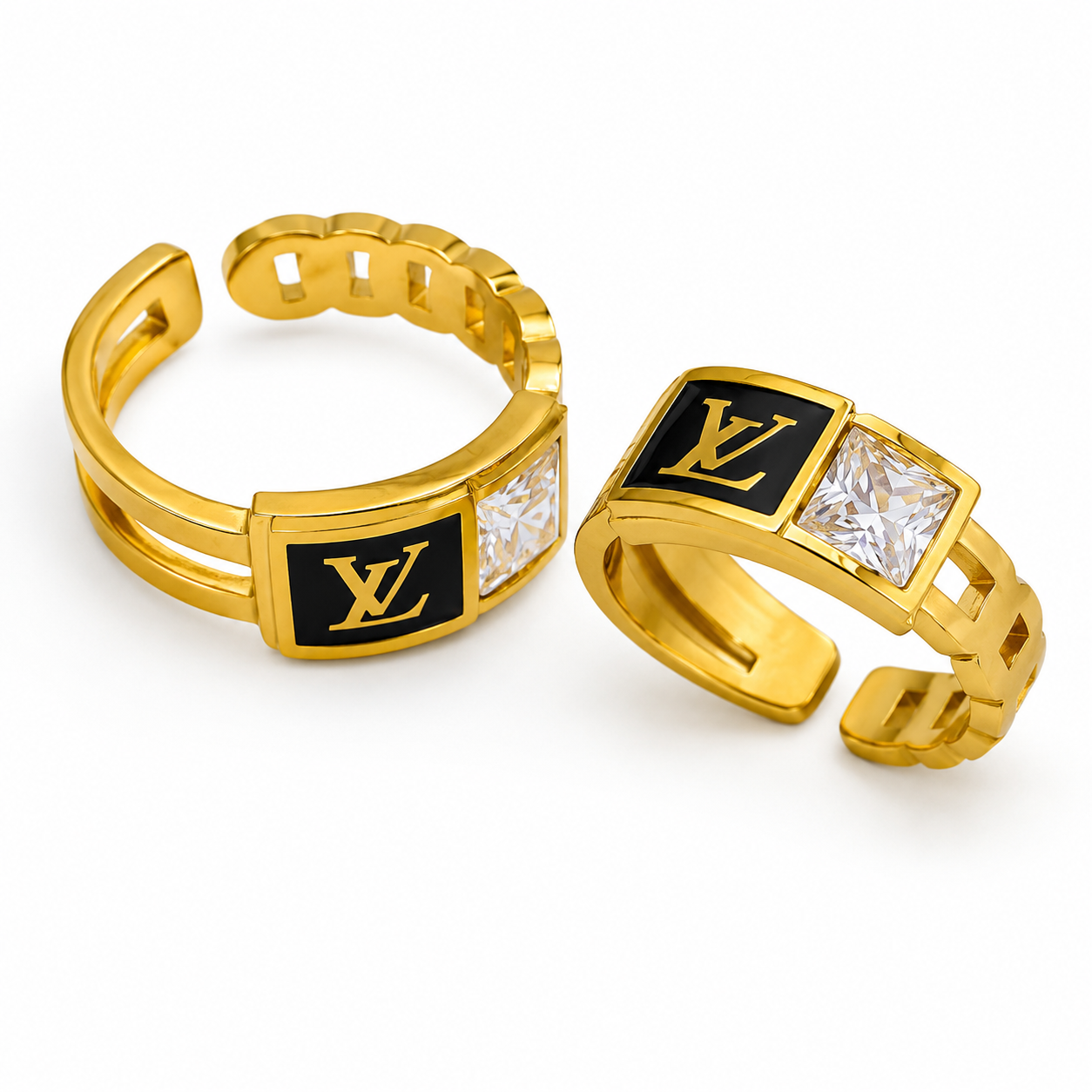 Crystal Letter adjustable Ring
