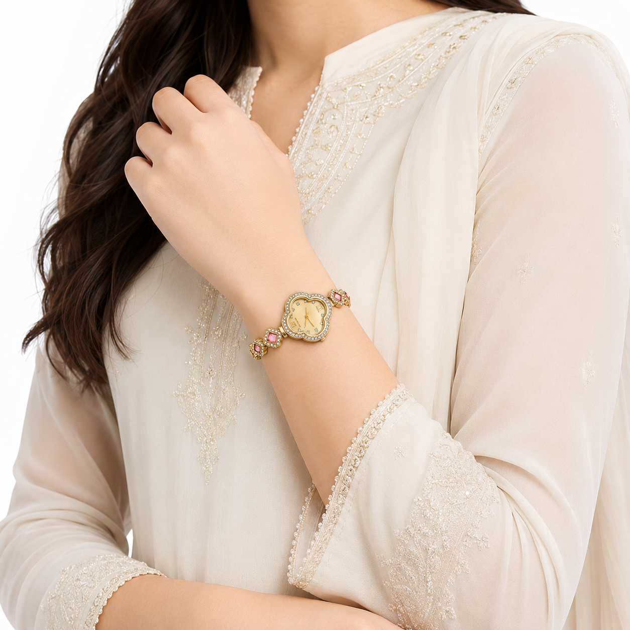Floral Crystal Bracelet Watch