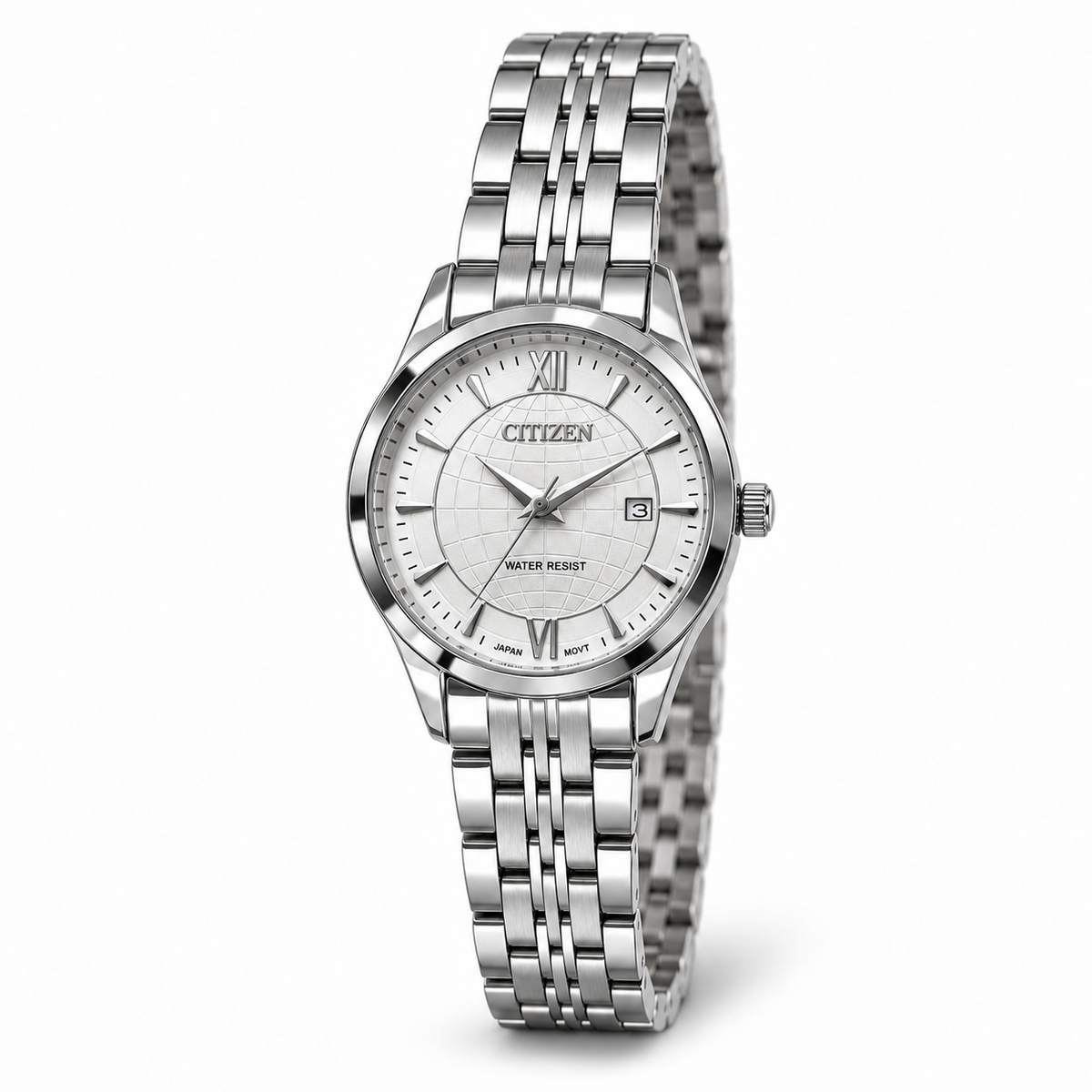 CITIZEN Silver Globe Dial Classic Watch