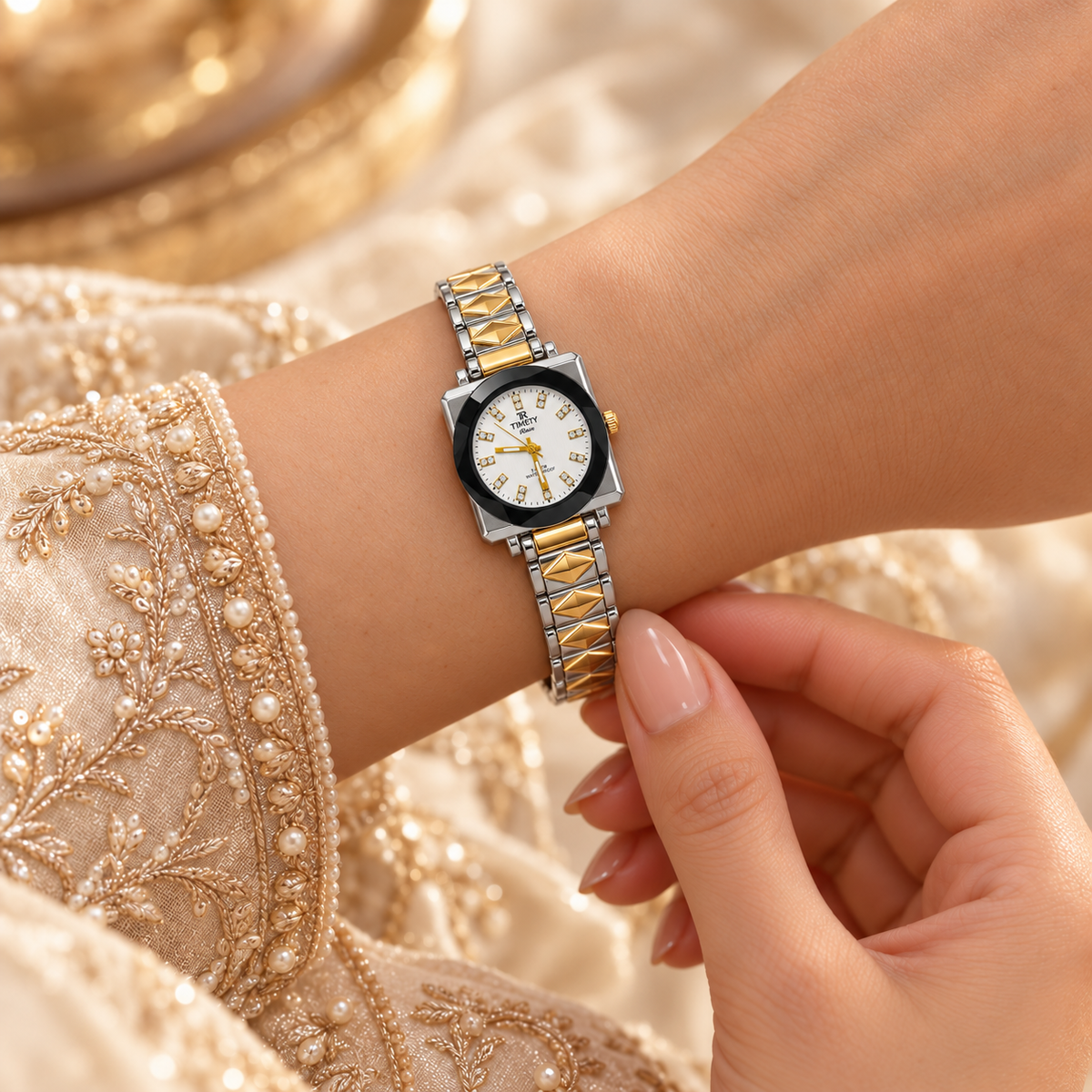TIMEFY Rain Two-Tone Crystal Watch