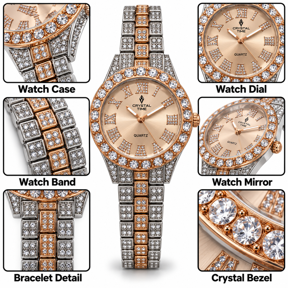 Two-Tone Diamond Roman Watch