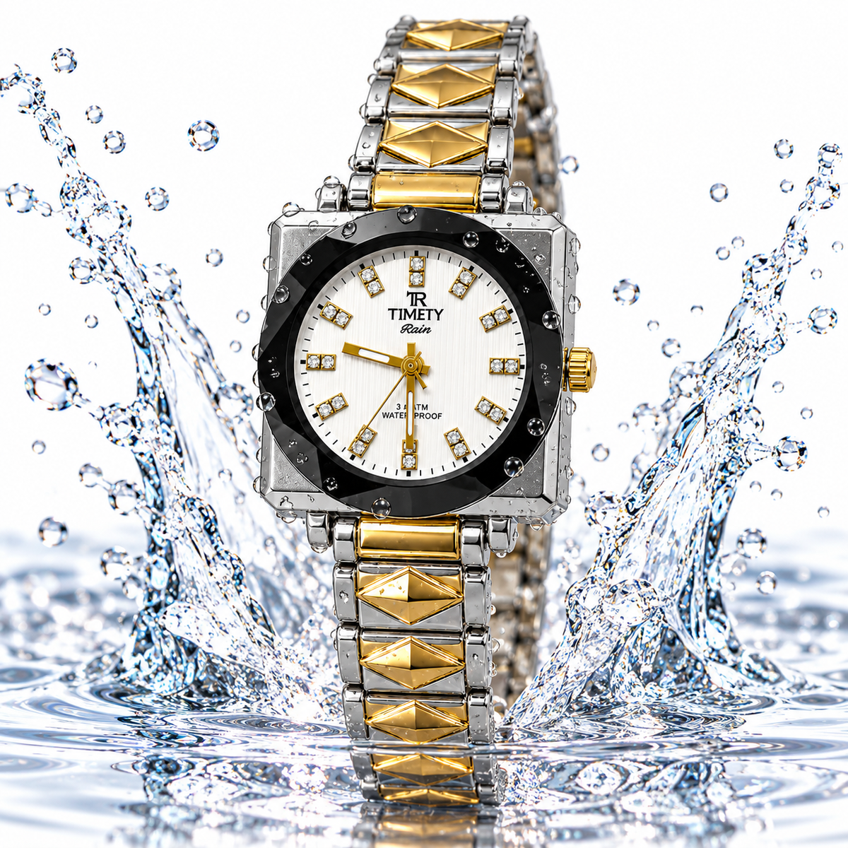 TIMEFY Rain Two-Tone Crystal Watch