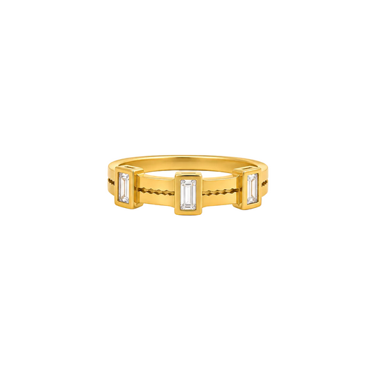 Golden Trio Stone Ring