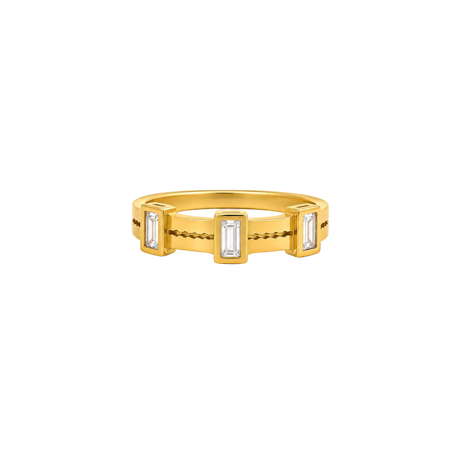 Golden Trio Stone Ring