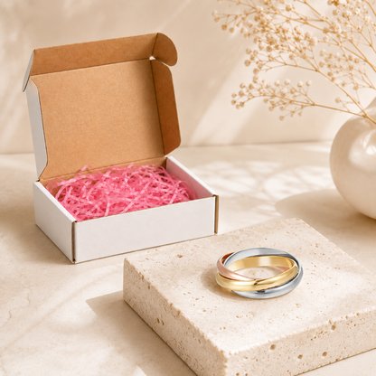 Three Colour Interlocked  Ring